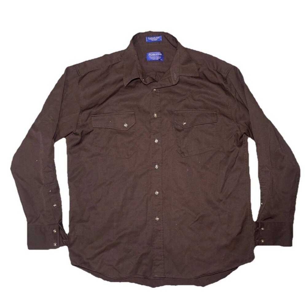 Large VTG Pendleton Gambler High-Grade Western Shirt Brown 100% Wool
